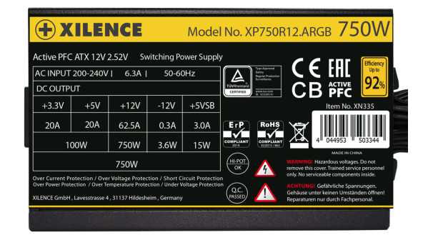БЖ 750W Xilence XP750R12.ARGB Gaming Gold Series, 120mm, >90%, Retail Box