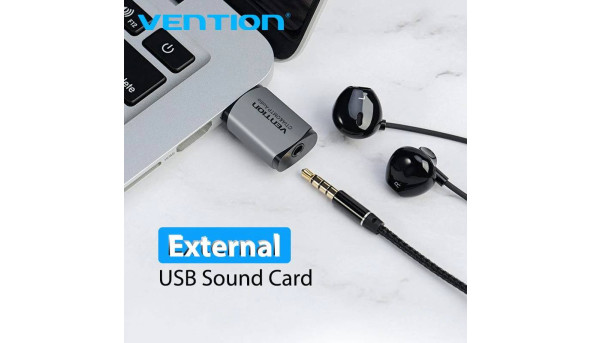 Звукова плата USB Vention Audio USB - 1х3,5 мм jack 4pin Metal (OMTP-CTIA)