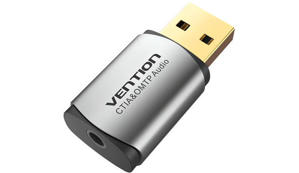 Звукова карта USB AUX jack, TRRS Metal (OMTP-CTIA) Vention сіра