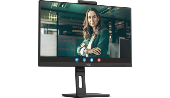 TFT 27" AOC Q27P3QW, QHD, IPS, 75Hz, 2xHDMI, DP, USB-hub, webcam, HAS, Pivot, колонки, чорний - 573585