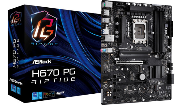 ASRock H670 PG RIPTIDE (1700/H670, 4*DDR4, 2xPCIex16, 4xSATAІІІ, 3xM.2, 2.5GLan, 7.1ch, ATX) - 573845