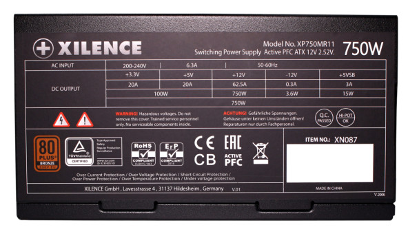 БЖ 750W Xilence XP750MR11 Performance A+ III, 120mm, 80+ BRONZE, Semi-Modular, Retail Box