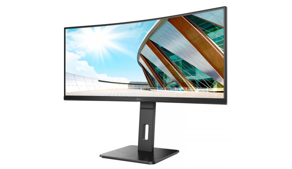 TFT 34" AOC CU34P2C, WQHD, VA, 100Гц, вигнутий, DP, HDMI, USB-C, USB, колонки, чорний - 574444