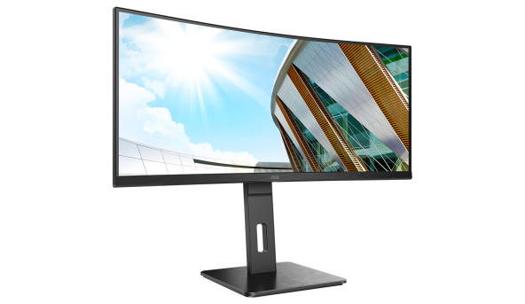 TFT 34" AOC CU34P2C, WQHD, VA, 100Гц, вигнутий, DP, HDMI, USB-C, USB, колонки, чорний - 574444