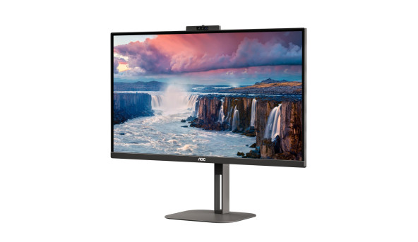 TFT 27" AOC Q27V5CW/BK, QHD, IPS, 75Гц, 1 мс, HDMI, DP, USB-C, USB-hub, HAS, Pivot, webcam, колонки - 574514