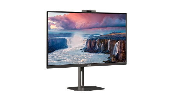 TFT 27" AOC Q27V5CW/BK, QHD, IPS, 75Гц, 1 мс, HDMI, DP, USB-C, USB-hub, HAS, Pivot, webcam, колонки - 574514