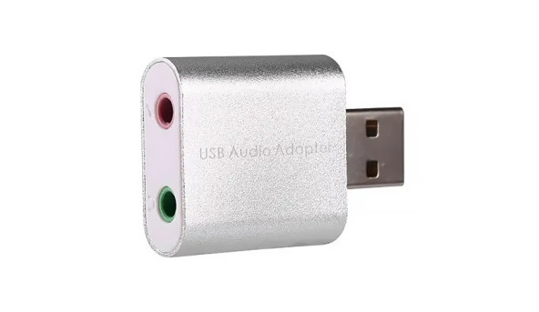 Звукова плата USB, 2 Channel mini, C-Media chip, RTL, срібляста
