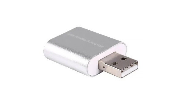 Звукова плата USB, 2 Channel mini, C-Media chip, RTL, срібляста