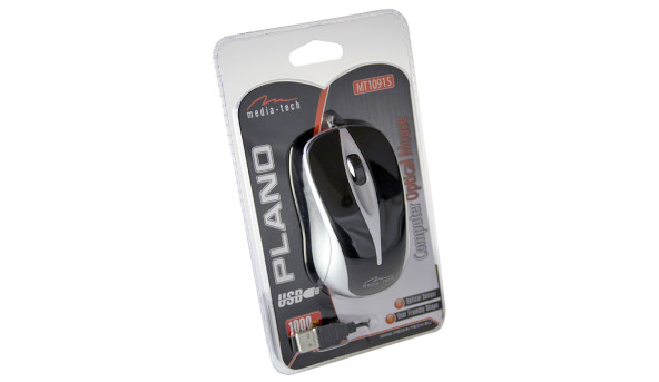 Мишка Media-Tech Plano, 3кн., 800dpi, срібляста - 574663
