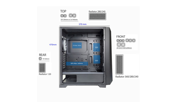 Корпус Xilence XILENT BREEZE Performance A + X712.RGB 2xUSB3.0, 3xARGB FAN 12cm, без БЖ ATX - 574876