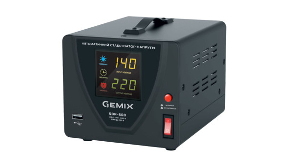 Стабілізатор напруги Gemix SDR-500, 500ВА/350Вт, Ступінчастий