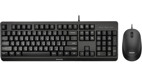 Комплект дротовий Philips 6207 (клавіатура + мишка) UA чорний