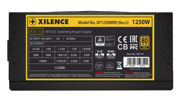 БЖ 1250W Xilence XP1250MR9.2 Performance X+ ATX 3.0 80+ Gold, 140mm, Modular, Retail Box - 576189