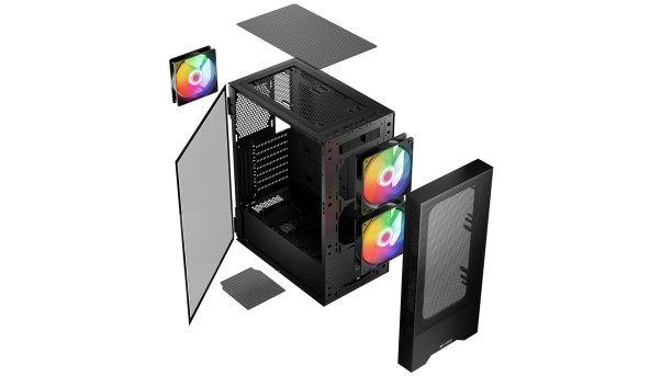 Корпус LogicConcept ARYA MESH+GLASS ARGB fans 2x140mm+1x120mm BLACK без БЖ ATX - 576256