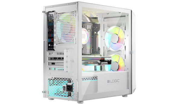 Корпус LogicConcept PORTOS MESH+GLASS ARGB fans 3x120mm WHITE без БЖ mATX - 576409