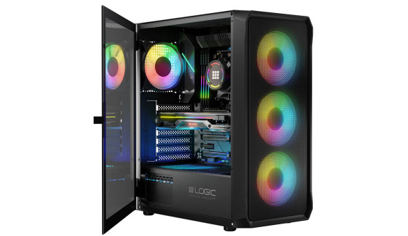 Корпус LogicConcept PORTOS MESH+GLASS ARGB fans 4x120mm BLACK без БЖ ATX - 576411