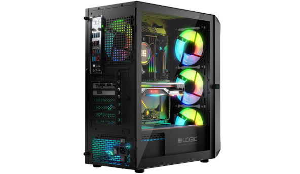 Корпус LogicConcept PORTOS MESH+GLASS ARGB fans 4x120mm BLACK без БЖ ATX - 576411