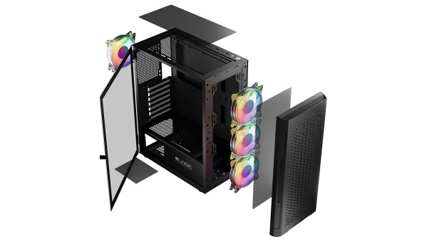 Корпус LogicConcept ARAMIS MESH+GLASS ARGB fans 4x120mm BLACK без БЖ ATX - 576413