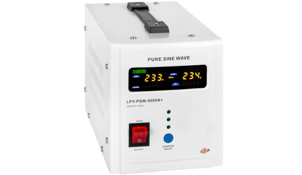 ДБЖ LogicPower LPY-PSW-500VA+(350Вт) 5A/10A з правильною синусоїдою 12В, без АКБ