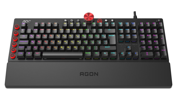 Клавіатура ігрова механічна AOC AGK700 Gaming RGB USB (Cherry Red Switch) підставка - 576561