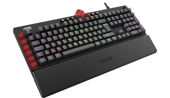 Клавіатура ігрова механічна AOC AGK700 Gaming RGB USB (Cherry Red Switch) підставка - 576561