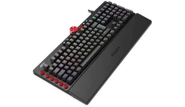 Клавіатура ігрова механічна AOC AGK700 Gaming RGB USB (Cherry Red Switch) підставка - 576561