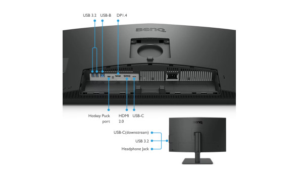TFT 27" BenQ PD2706U, 4K UHD, IPS, 99% sRGB, HDR10, HDMI, DP, USB-C, USB-hub, HAS, колонки - 576568
