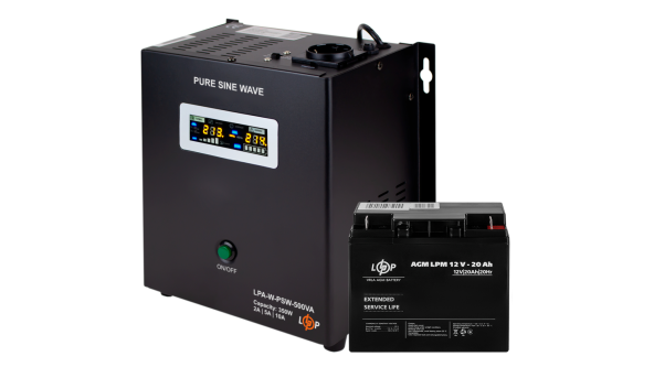 Комплект резервного живлення для котла LP (LogicPower) ДБЖ + AGM батарея (UPS A500 + АКБ AGM 270W)
