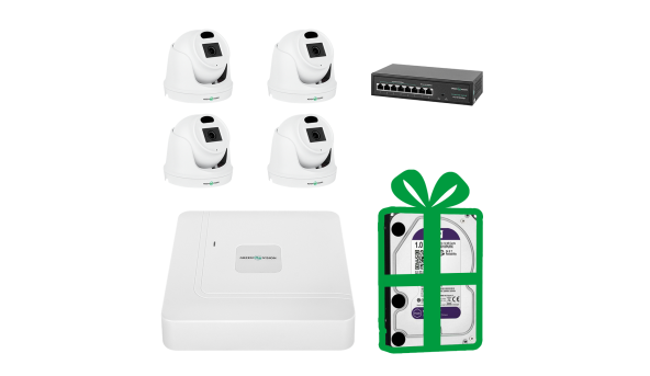 Комплект відеоспостереження на 4 камери GV-IP-K-W70/04 3MP - 579226