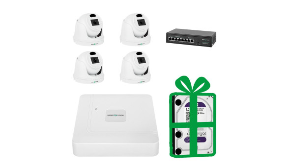 Комплект відеоспостереження на 4 камери GV-IP-K-W70/04 3MP - 579226