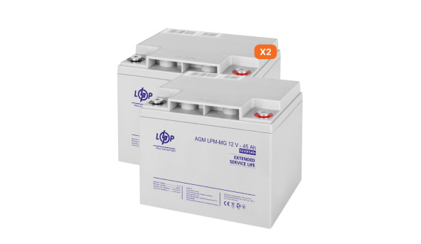 Комплект из двух аккумуляторных мультигелевых батарей для ИБП 12V 90Ah (45Ah + 45Ah) 1080Wh