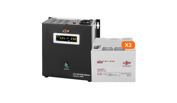 Комплект резервного живлення LogicPower W800 + гелева батарея 1080 Ватт (UPS W800+ АКБ GL 1080W) - 579507