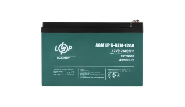 Тяговий свинцево-кислотний акумулятор LP 6-DZM-12 Ah - под Болт М5