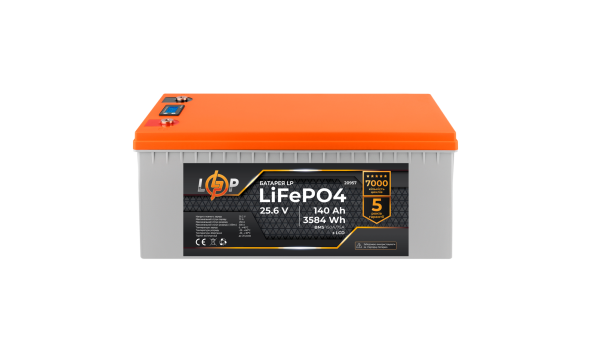 Аккумулятор LP LiFePO4 LCD 24V (25,6V) - 140 Ah (3584Wh) (BMS 150A/75A) пластик