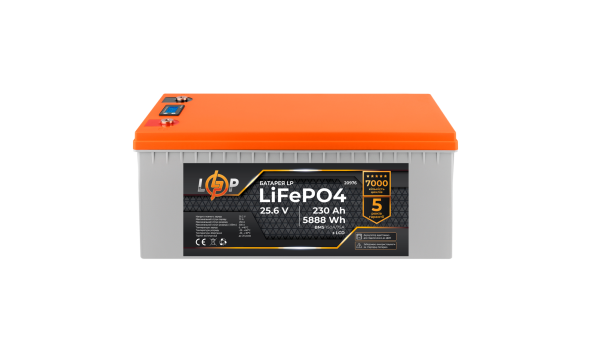 Аккумулятор LP LiFePO4 для ИБП LCD 24V (25,6V) - 230 Ah (5888Wh) (BMS 150A/75A) пластик