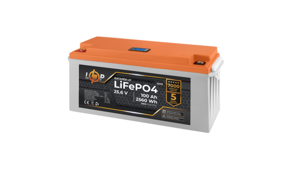 Аккумулятор LP LiFePO4 24V (25,6V) - 100 Ah (2560Wh) (BMS 150/75А) пластик LCD для ИБП - 579639
