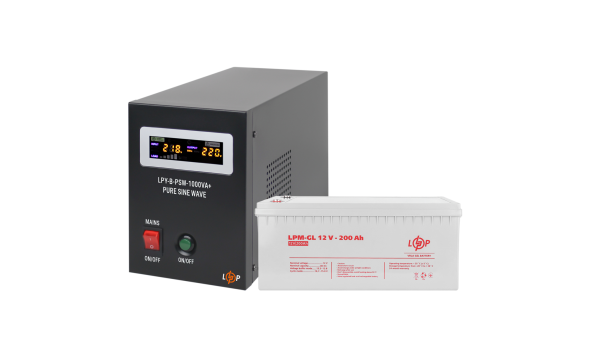 Комплект резервного питания для котла и теплого пола LP (LogicPower) ИБП + гелевая батарея (UPS B1000VA + АКБ GL 2400W)