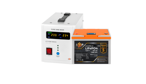 Комплект резервного питания LP (LogicPower) ИБП + литиевая (LiFePO4) батарея (UPS B800+ АКБ LiFePO4 1280W)
