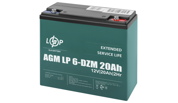 Тяговий свинцево-кислотний AGM акумулятор LP 6-DZM-20 Ah - 579967