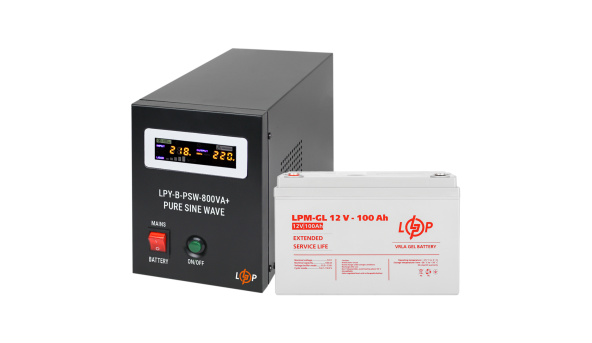 Комплект резервного живлення для котла і теплої підлоги LP (LogicPower) ДБЖ + гелева батарея (UPS B800VA + АКБ GL 1400W)