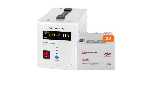 Комплект резервного живлення LogicPower ДБЖ 800 + гелева батарея 1080 Ватт (UPS 800+ АКБ GL 1080W) - 580014