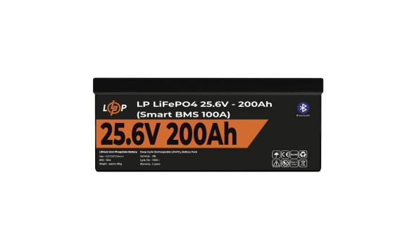 Аккумулятор LP LiFePO4 24V (25,6V) - 200 Ah (5120Wh) (Smart BMS 100А) с BT пластик - 580165