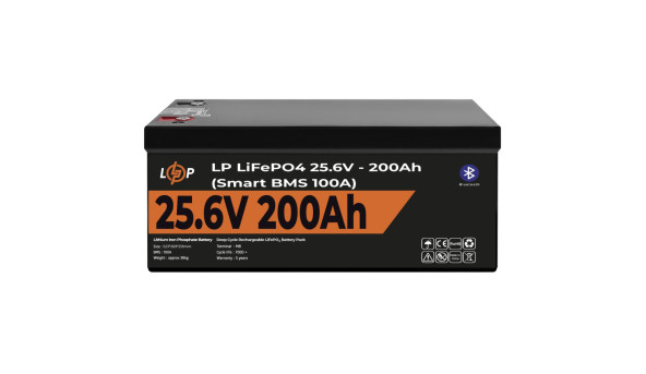 Акумулятор LP LiFePO4 24V (25,6V) - 200 Ah (5120Wh) (Smart BMS 100А) з BT пластик