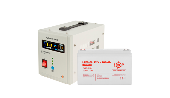 Комплект резервного питания для котла и теплого пола LP (LogicPower) ИБП + гелевая батарея (UPS 800VA + АКБ GL 1400W)