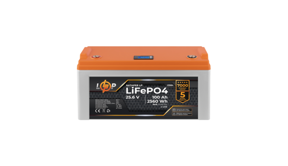 Аккумулятор LP LiFePO4 25,6V - 100 Ah (2560Wh) (BMS 150A/75А) пластик LCD для ИБП
