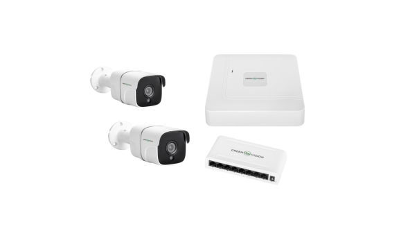 Комплект видеонаблюдения уличный на 2 цилиндрические камеры GV-IP-K-W60/02 5MP (Lite)