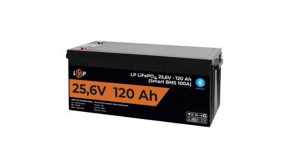 Аккумулятор LP LiFePO4 25,6V - 120 Ah (3072Wh) (Smart BMS 100А) с BT пластик для ИБП - 580825