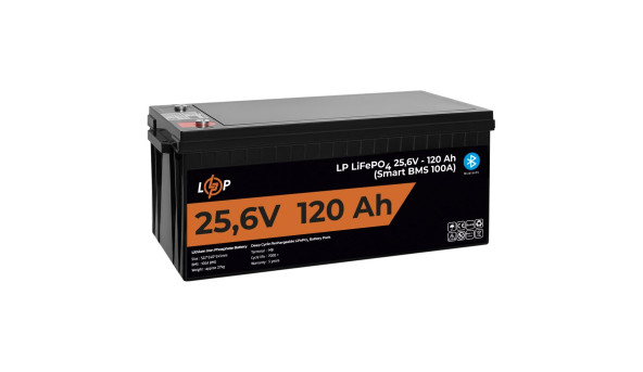 Аккумулятор LP LiFePO4 25,6V - 120 Ah (3072Wh) (Smart BMS 100А) с BT пластик для ИБП - 580825