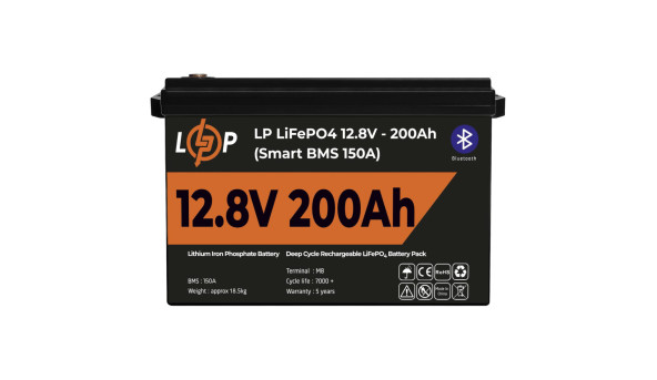 Акумулятор LP LiFePO4 12V (12,8V) - 200 Ah (2560Wh) (Smart BMS 150А) з BT пластик - 580979