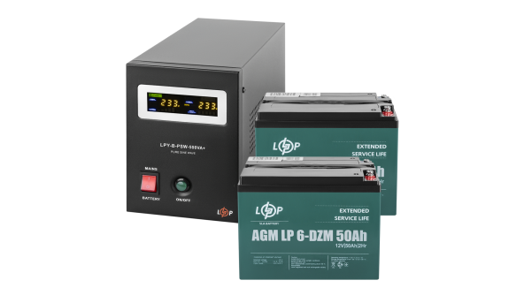Комплект резервного живлення LP (LogicPower) ДБЖ + DZM батарея (UPS B500 + АКБ DZM 1200Wh)